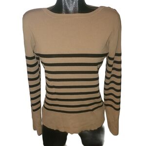 Beecher's Brook Tan and Black Striped Top L